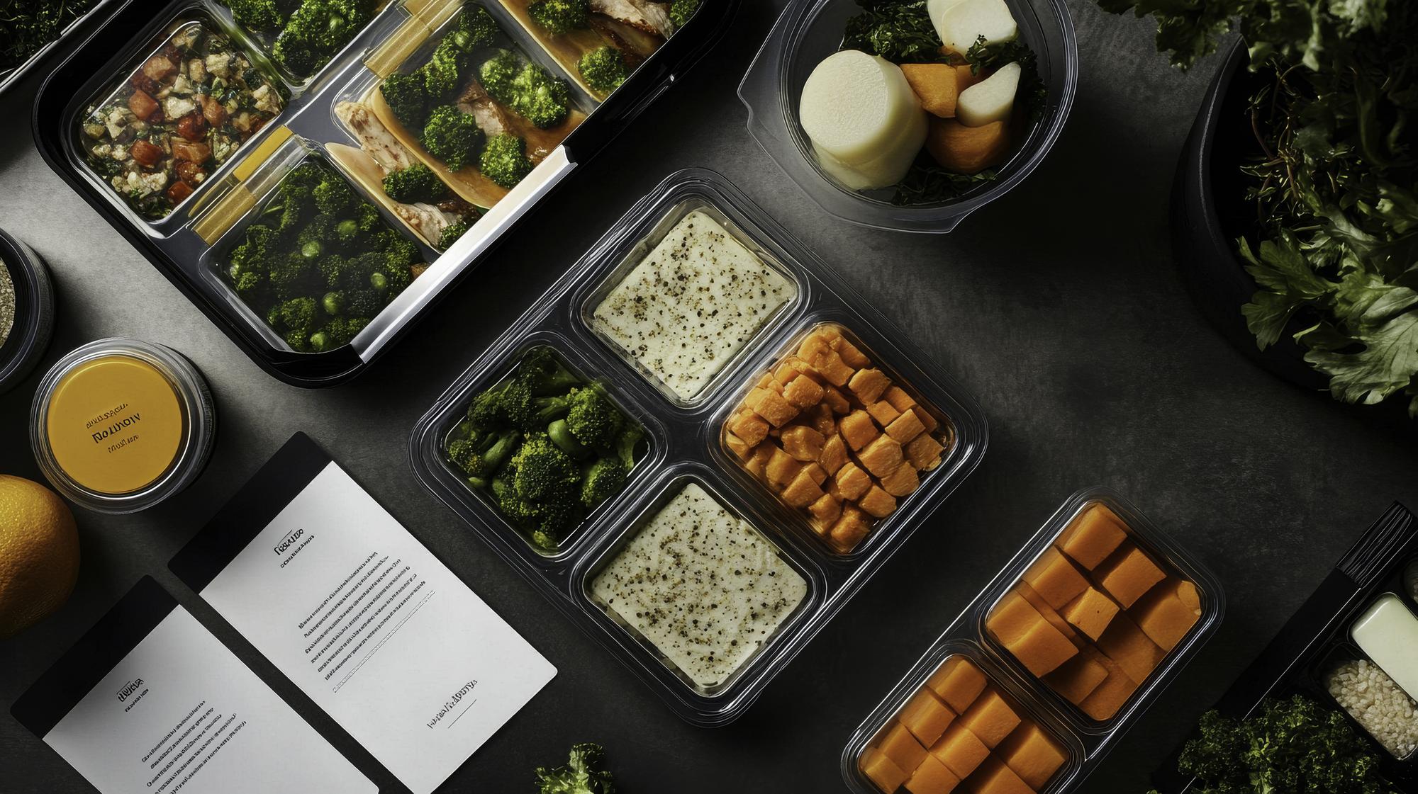 meal prep boxes arranged in tech-driven layout